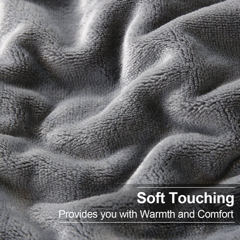EASELAND Soft Twin Size Summer Blanket All Season Warm Fuzzy Microplush Lightweight Thermal Fleece Blankets for Couch Bed Sofa,66x90 Inches,Gray - Image 4